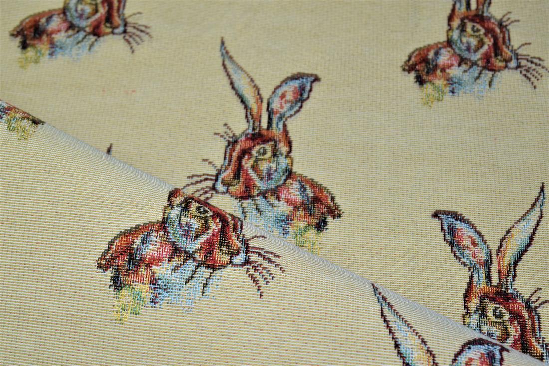 Natural Rabbits Tapestry Fabric