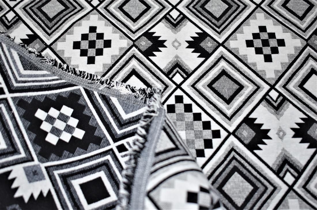 Black & White Aztec Tapestry Fabric