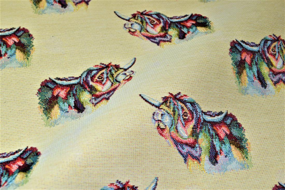 Natural Highland Cow All Over Printed Weight Tapestry