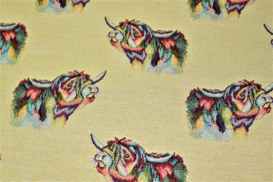 Natural Highland Cow All Over Printed Weight Tapestry
