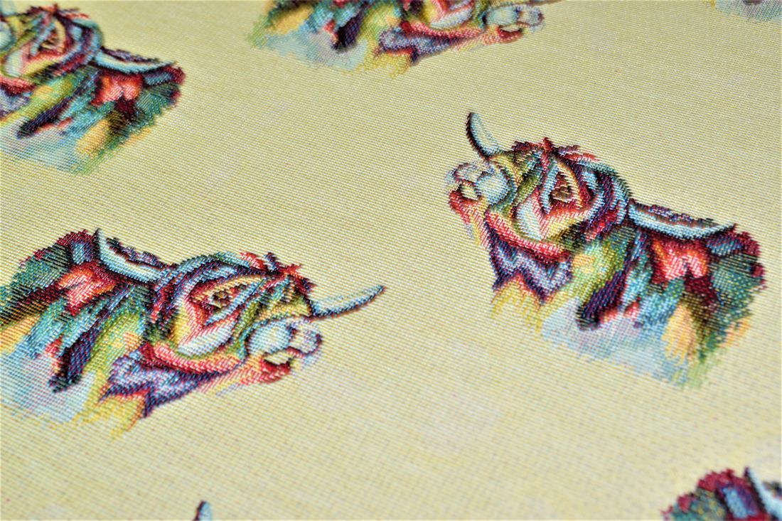 Natural Highland Cow All Over Printed Weight Tapestry