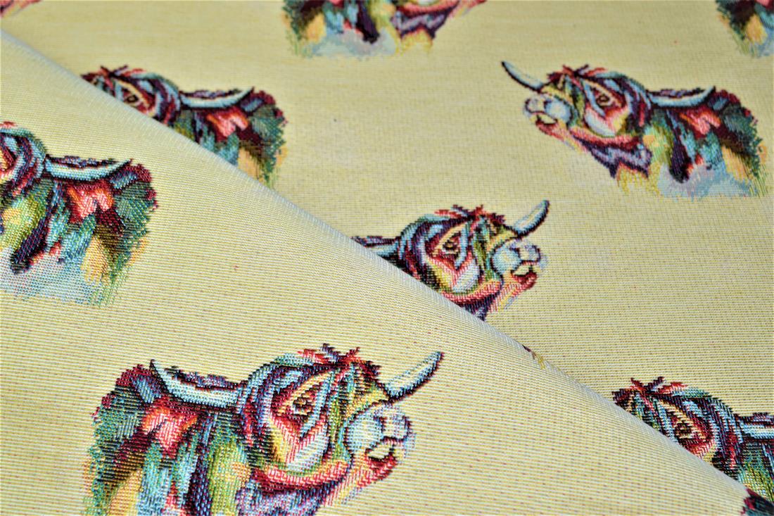 Natural Highland Cow All Over Printed Weight Tapestry
