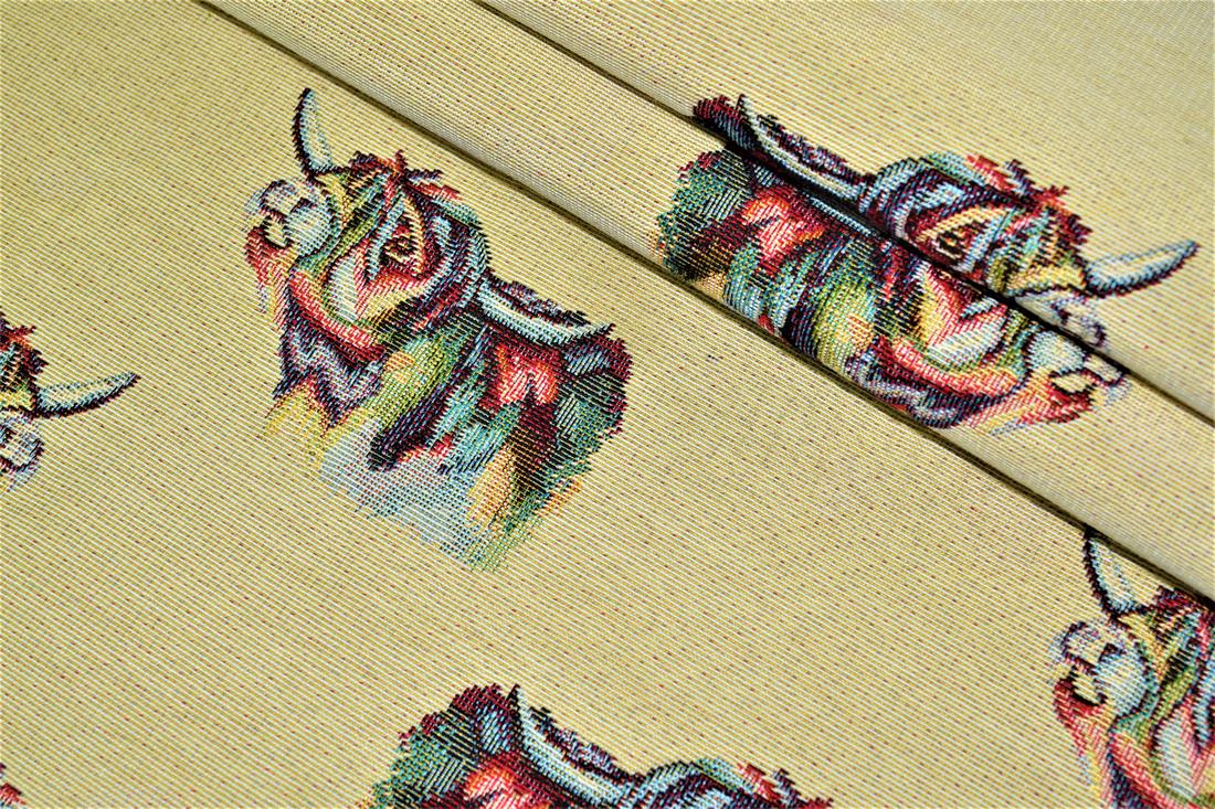 Natural Highland Cow All Over Printed Weight Tapestry
