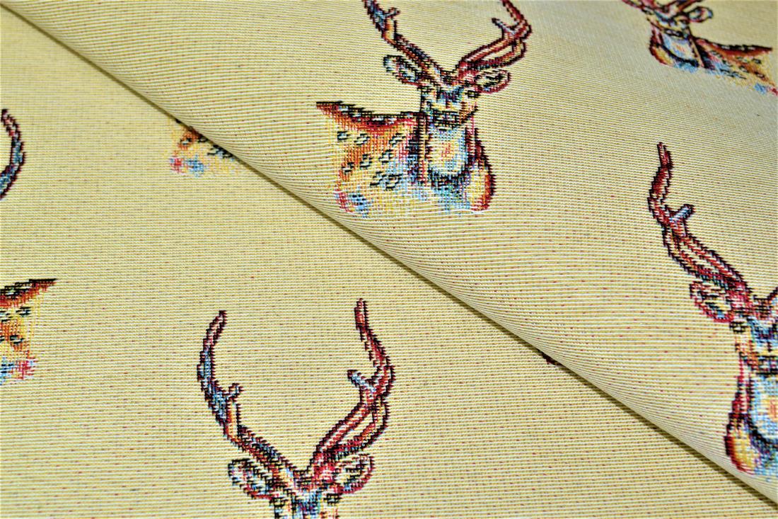 Natural Stag All Over Printed Weight Tapestry