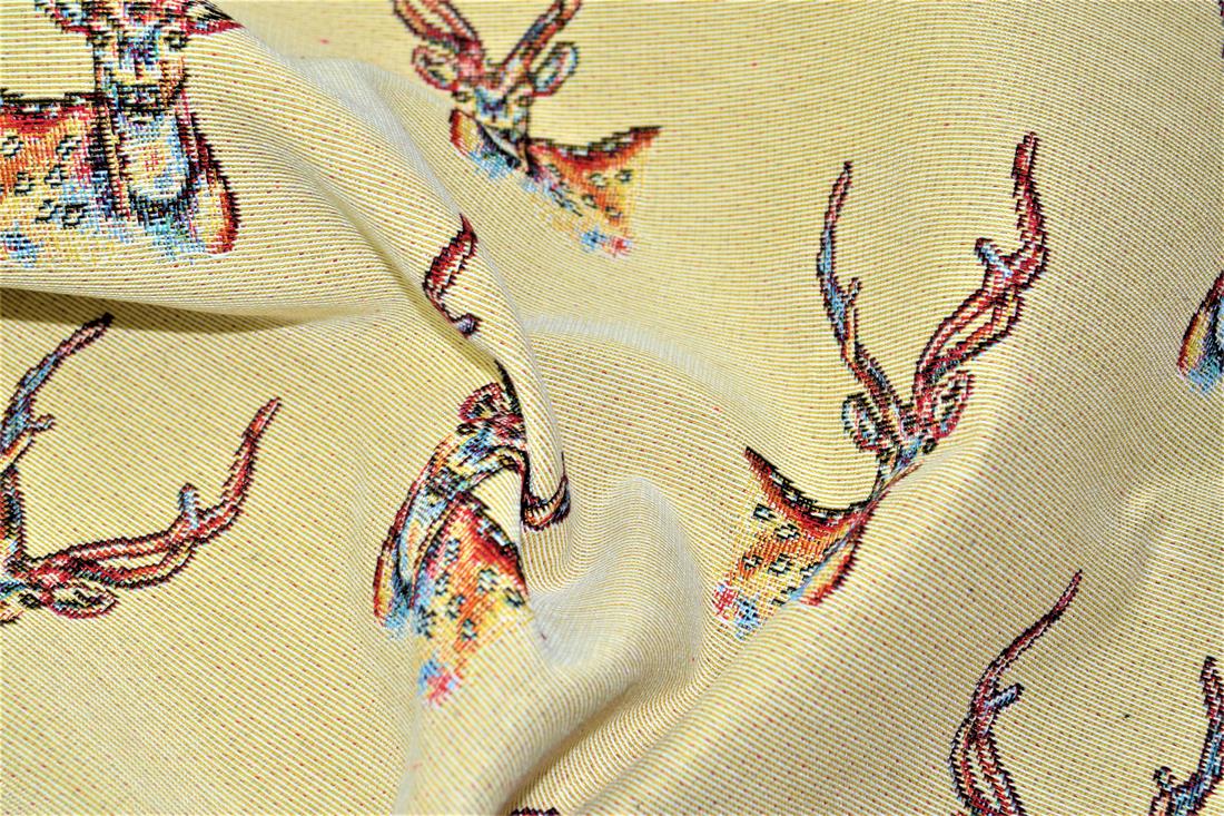 Natural Stag All Over Printed Weight Tapestry