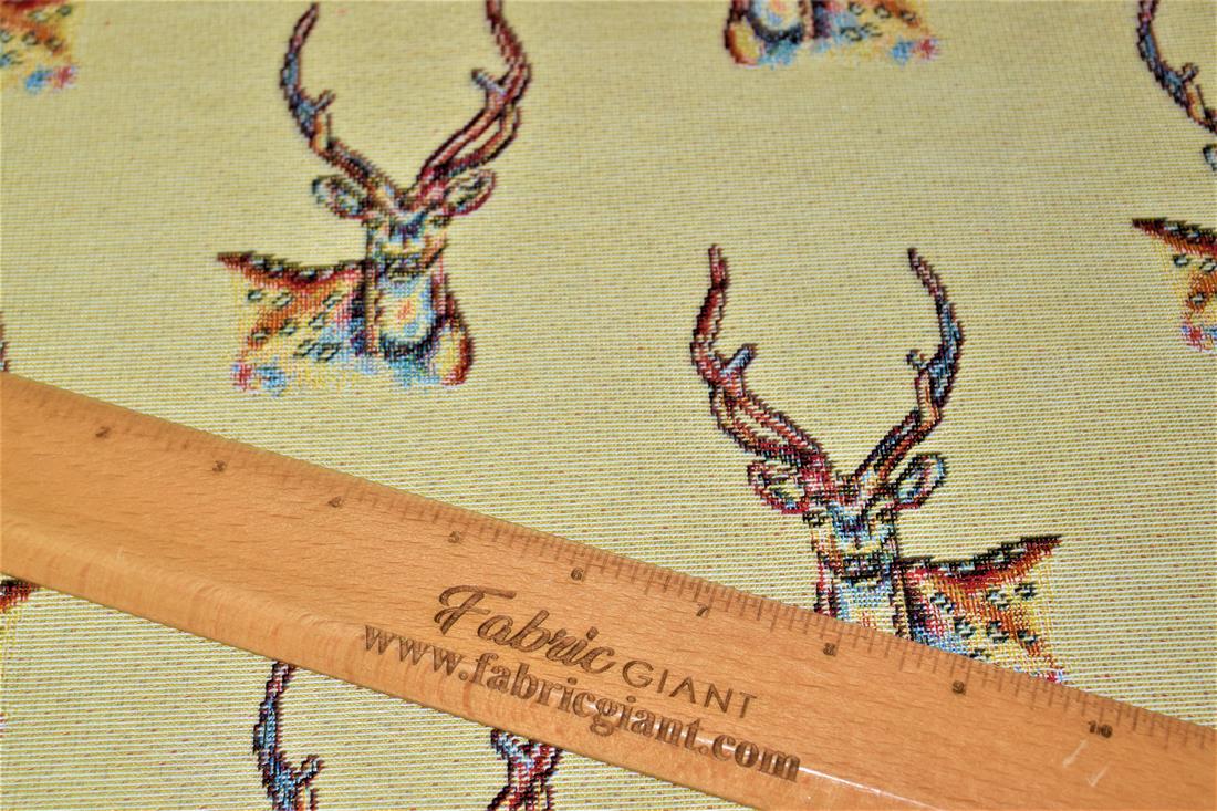 Natural Stag All Over Printed Weight Tapestry