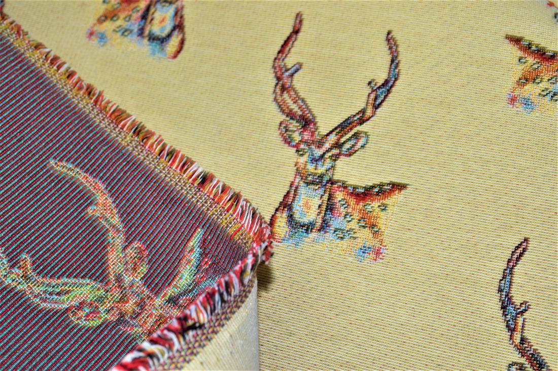 Natural Stag All Over Printed Weight Tapestry