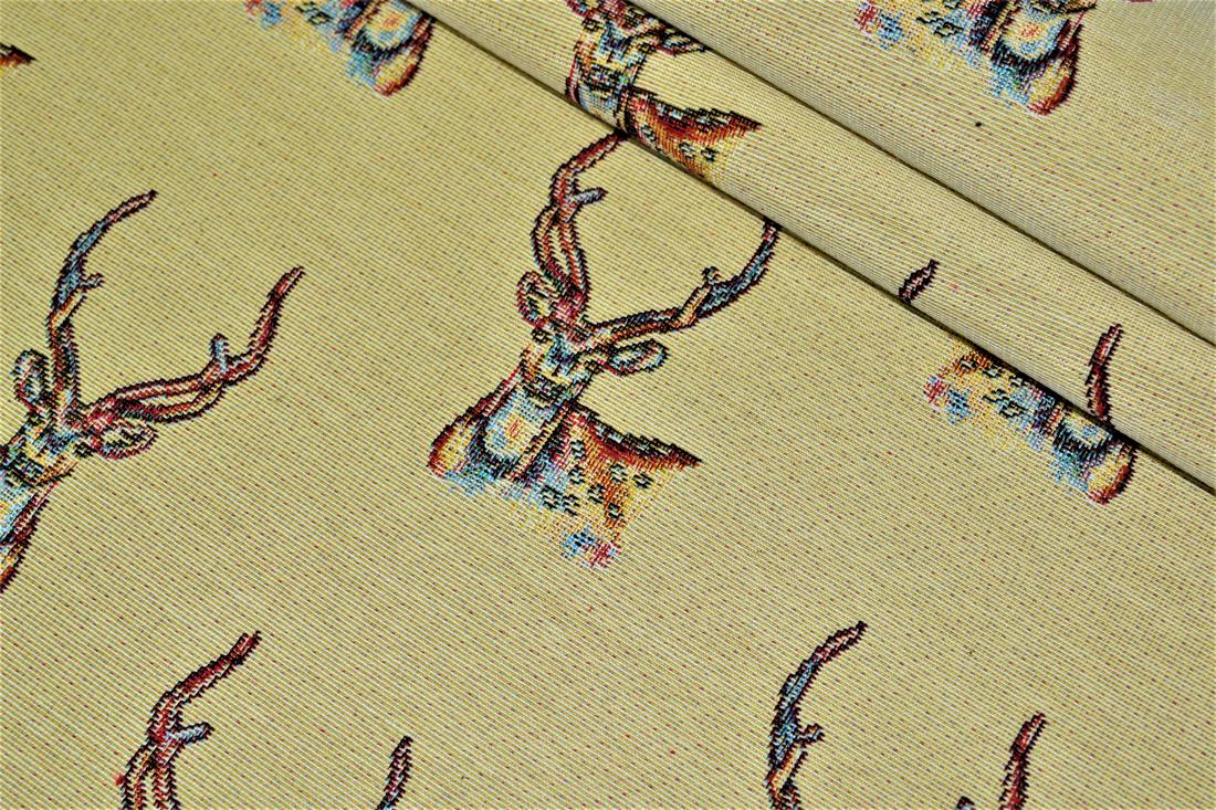 Natural Stag All Over Printed Weight Tapestry