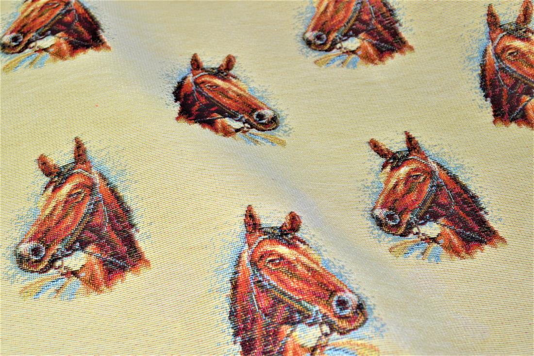 Natural Horse All Over Printed Weight Tapestry
