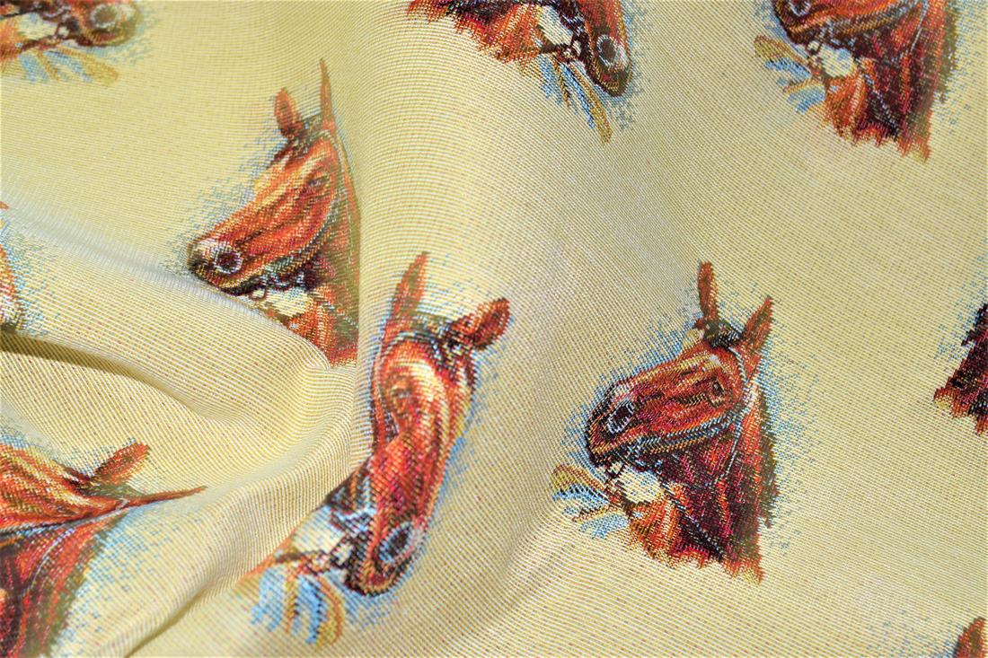 Natural Horse All Over Printed Weight Tapestry