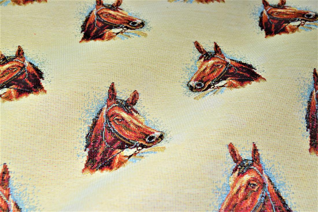 Natural Horse All Over Printed Weight Tapestry
