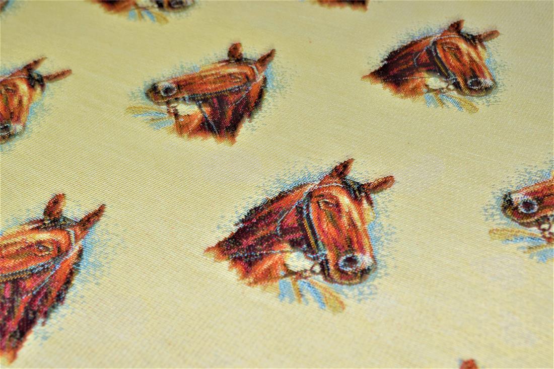 Natural Horse All Over Printed Weight Tapestry