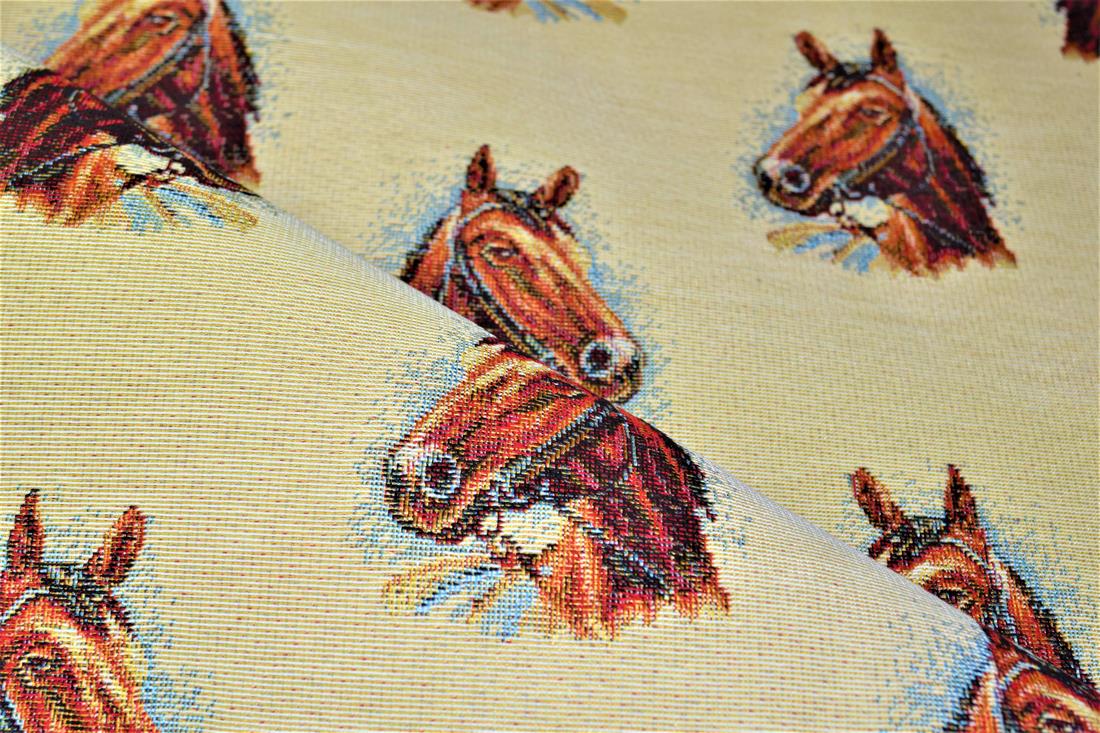 Natural Horse All Over Printed Weight Tapestry