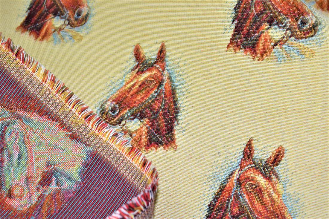 Natural Horse All Over Printed Weight Tapestry