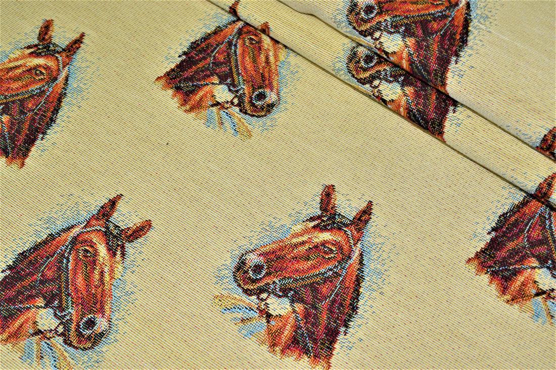 Natural Horse All Over Printed Weight Tapestry