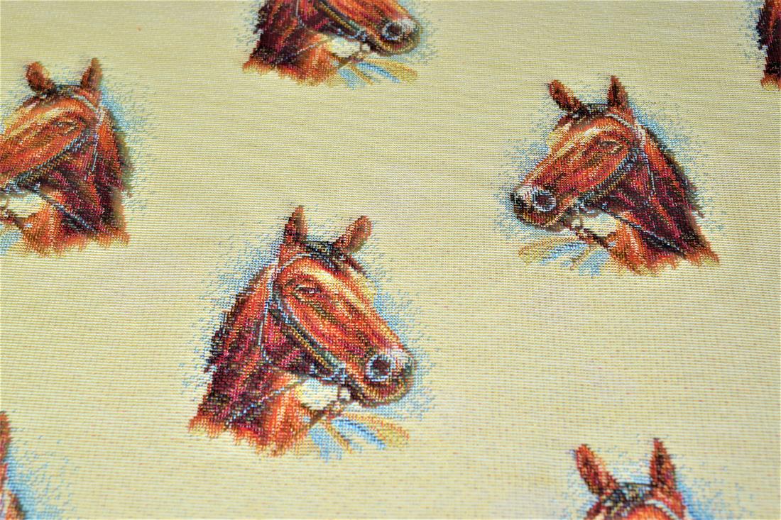 Natural Horse All Over Printed Weight Tapestry