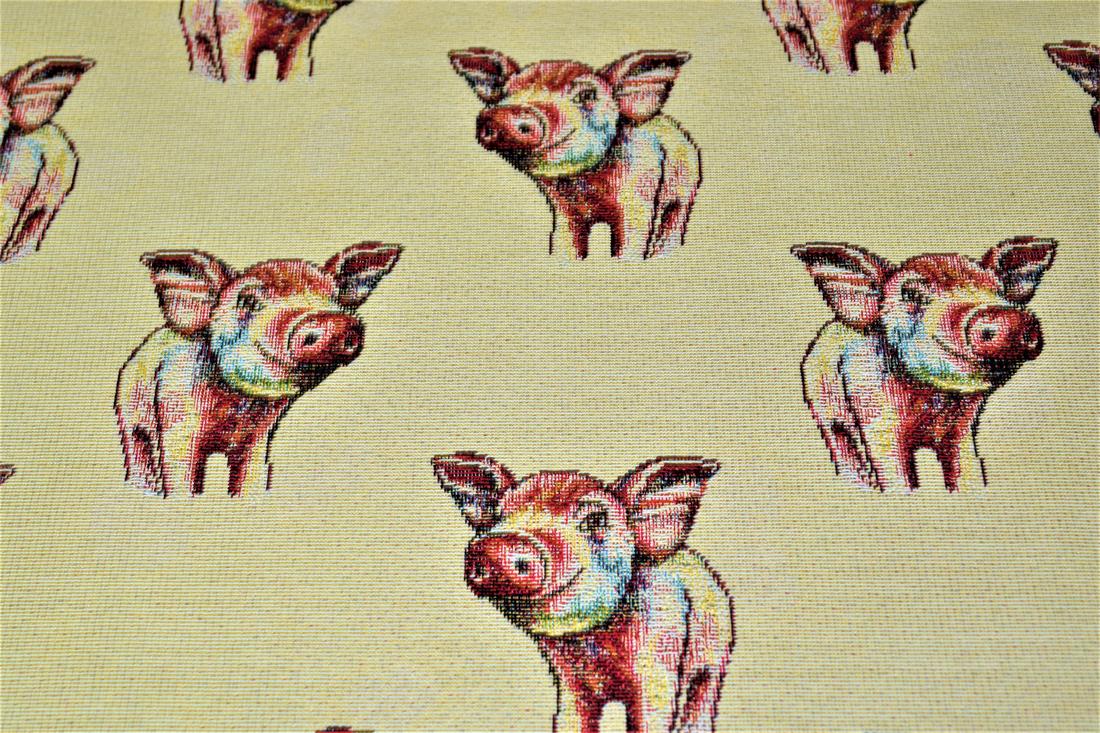 Natural Pig All Over Printed Weight Tapestry