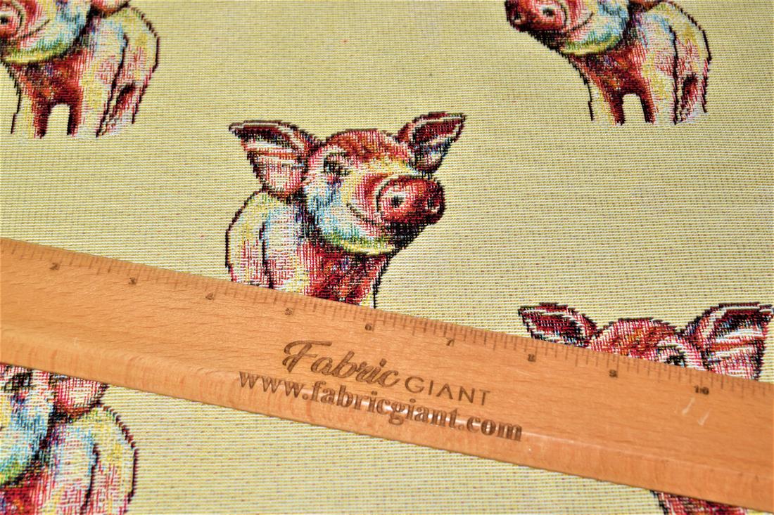 Natural Pig All Over Printed Weight Tapestry