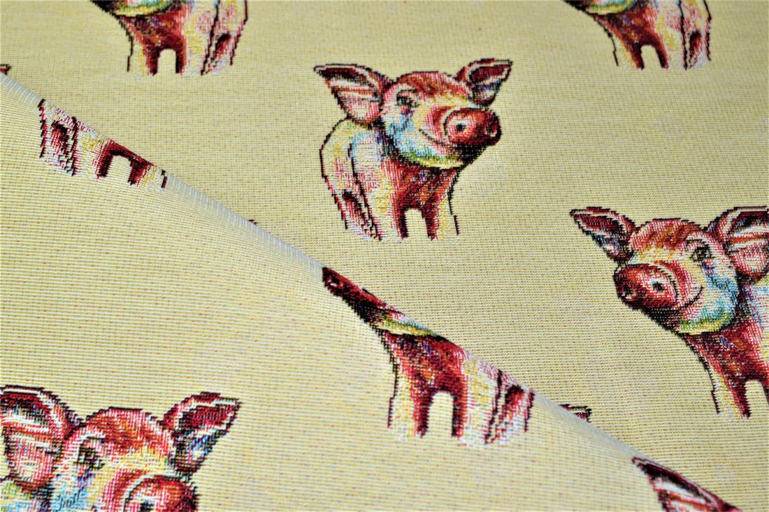 Natural Pig All Over Printed Weight Tapestry