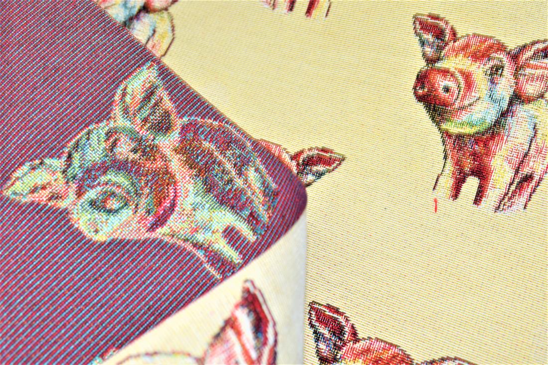 Natural Pig All Over Printed Weight Tapestry