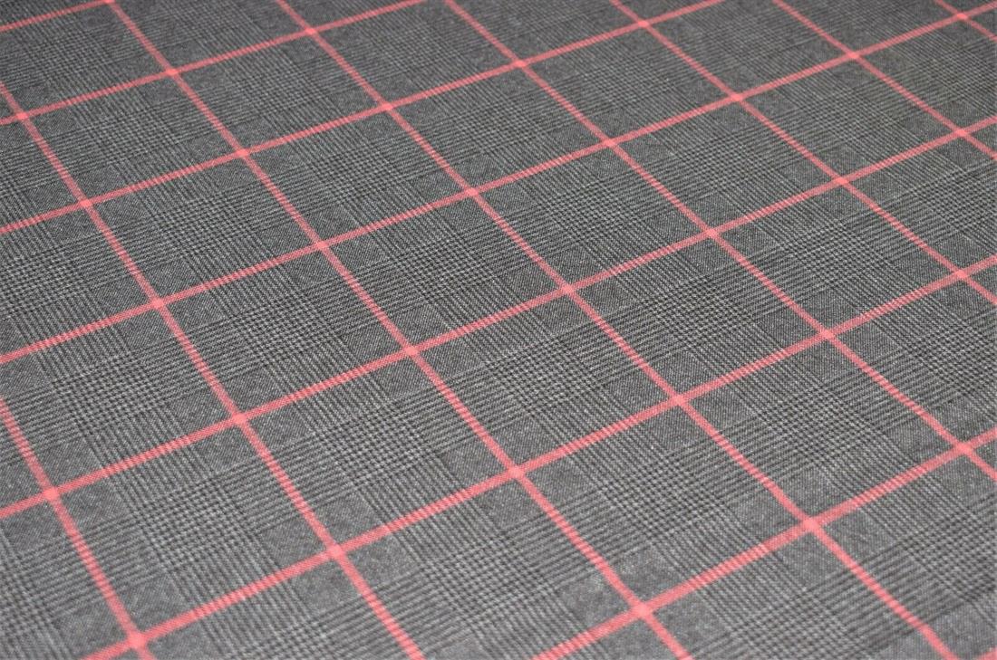 Grey Check Print Tartan Fabric