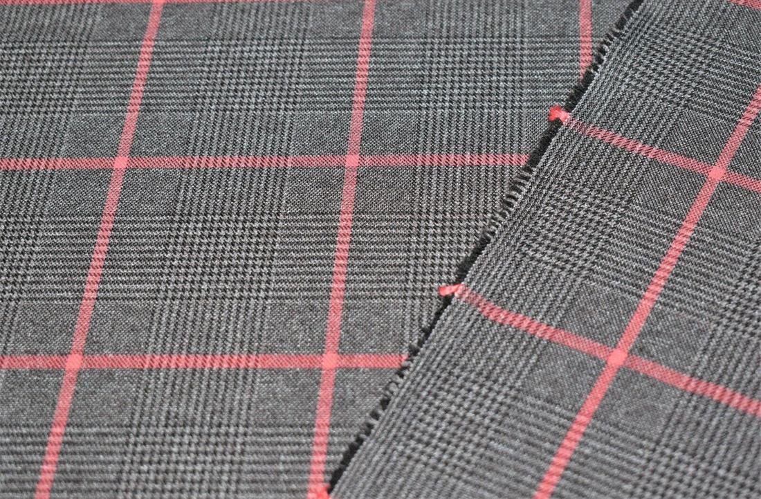 Grey Check Print Tartan Fabric