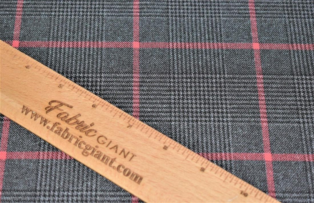 Grey Check Print Tartan Fabric