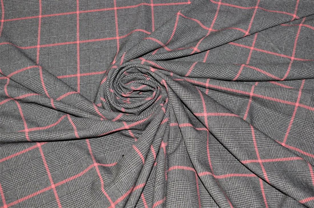 Grey Check Print Tartan Fabric