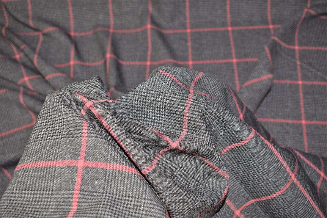 Grey Check Print Tartan Fabric