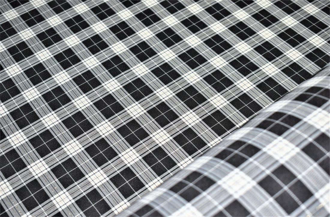 Black & White Check Print Tartan Fabric