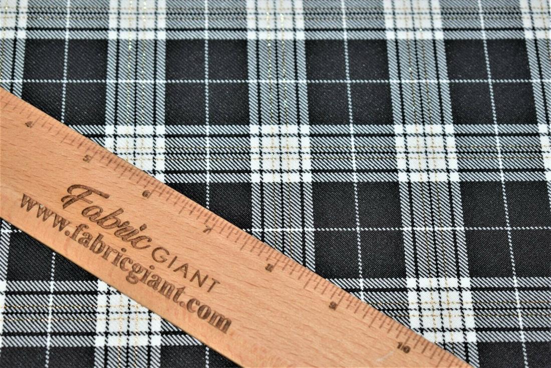 Black & White Check Print Tartan Fabric