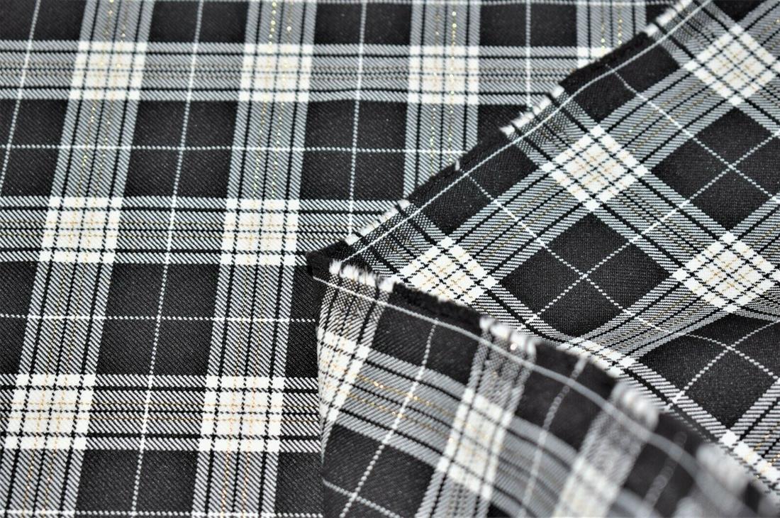 Black & White Check Print Tartan Fabric