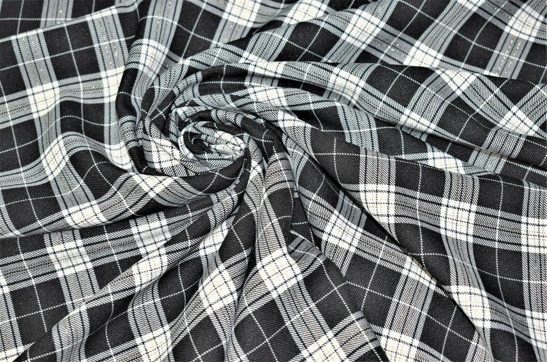 Black & White Check Print Tartan Fabric