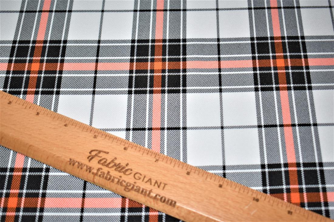 Cream & Red Check Print Tartan Fabric