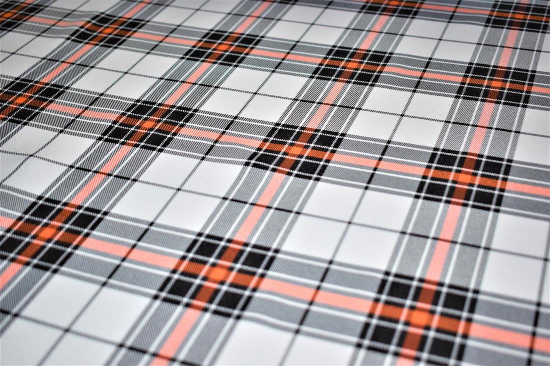 Cream & Red Check Print Tartan Fabric