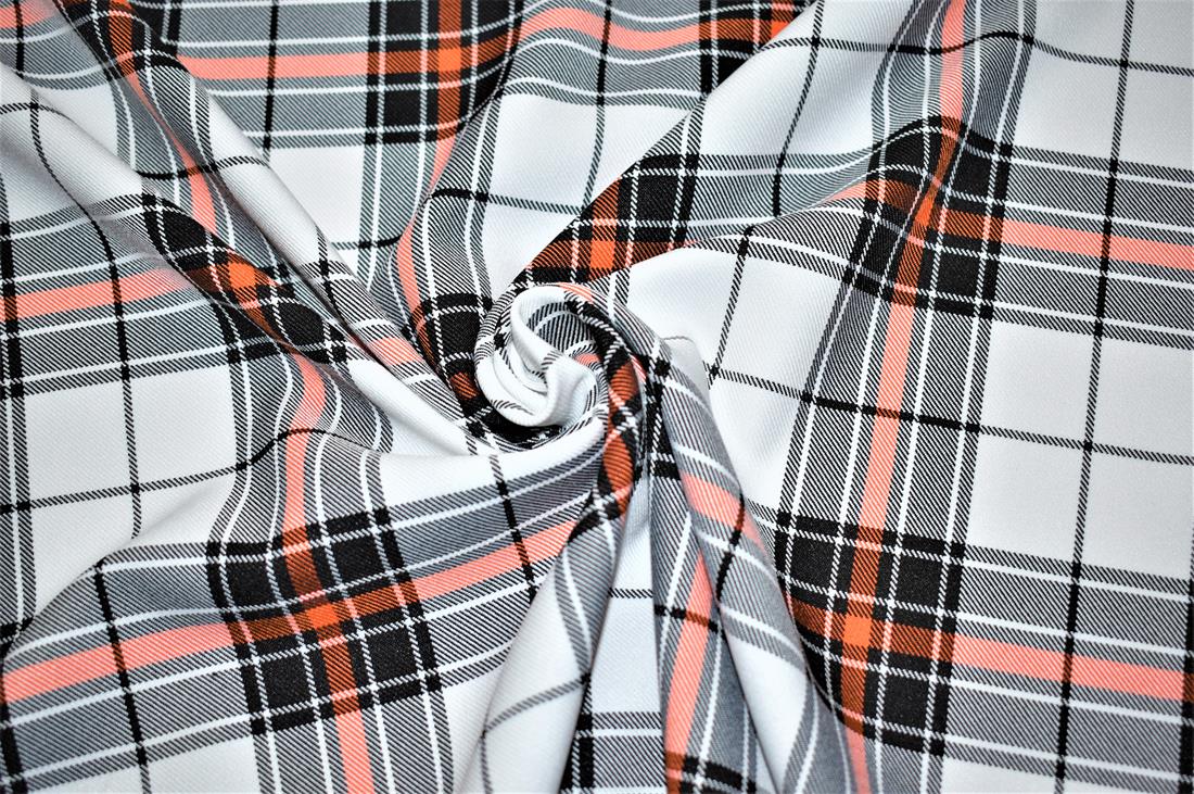 Cream & Red Check Print Tartan Fabric