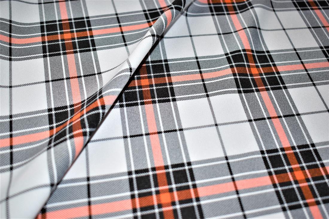 Cream & Red Check Print Tartan Fabric