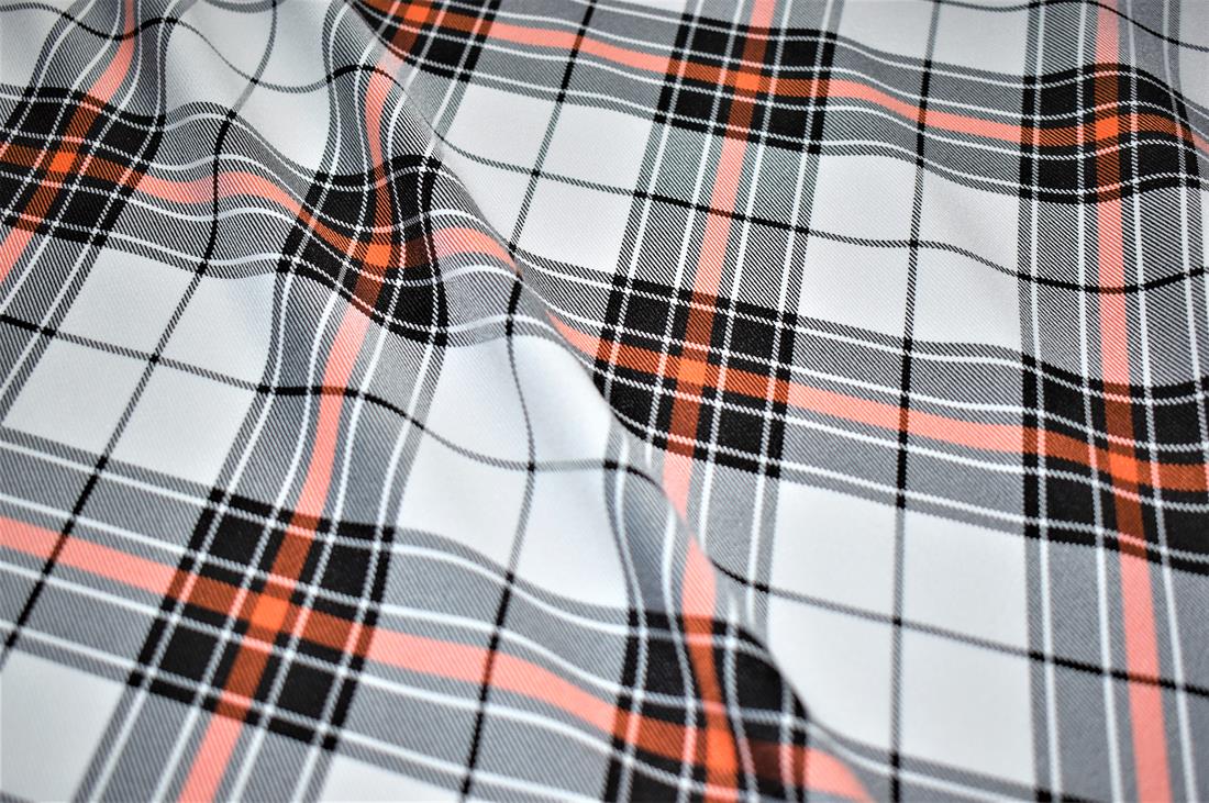 Cream & Red Check Print Tartan Fabric