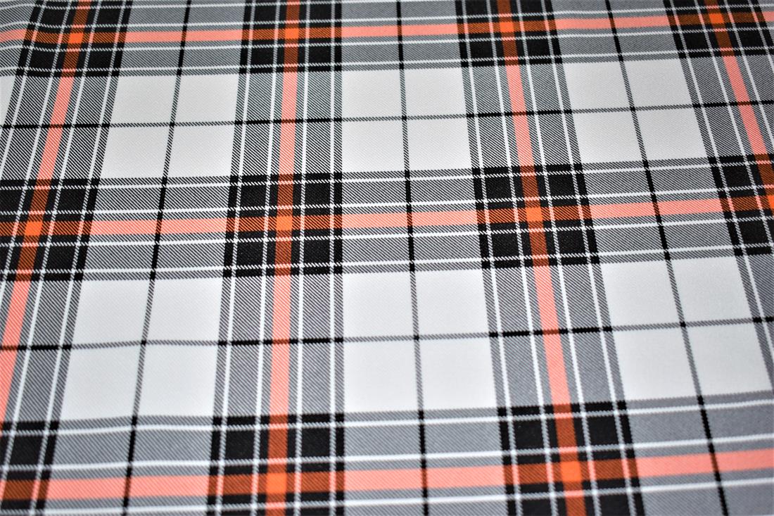 Cream & Red Check Print Tartan Fabric