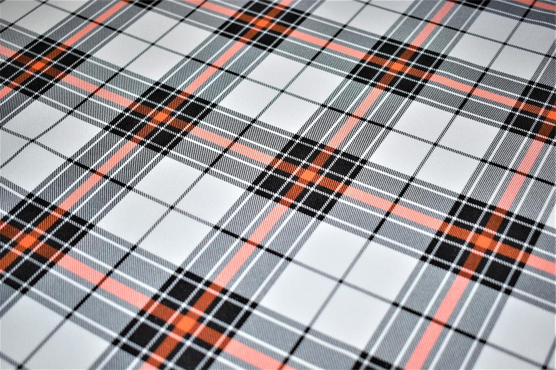 Cream & Red Check Print Tartan Fabric