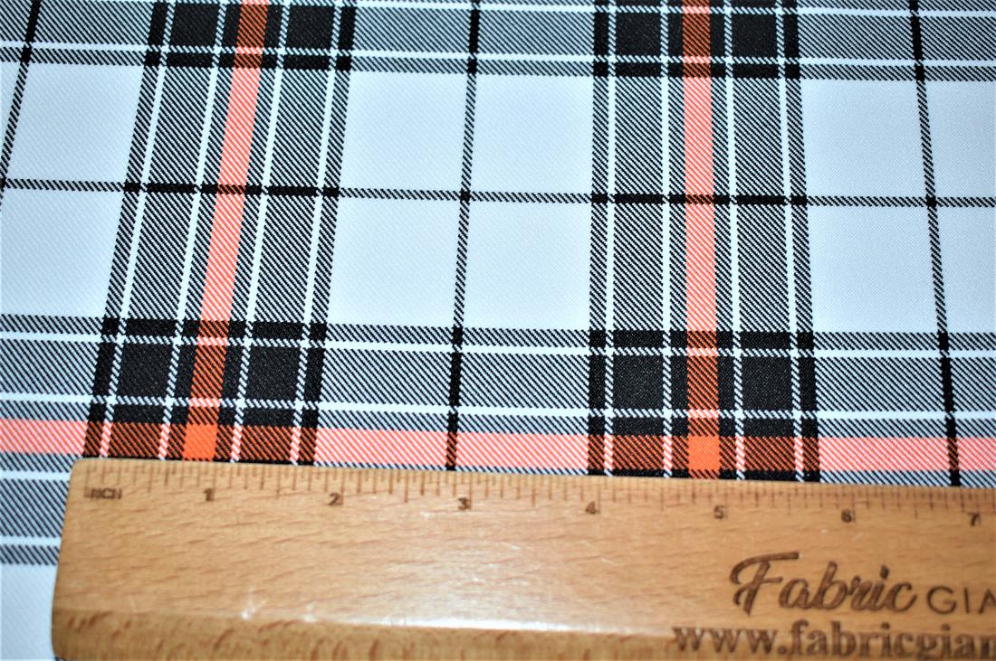Cream & Red Check Print Tartan Fabric