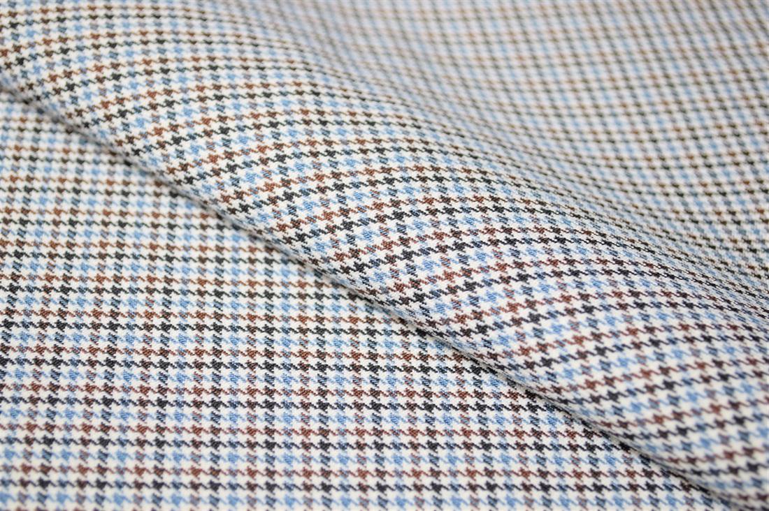 Blue & Brown Tartan Poly-Viscose Check Fashion Fabric