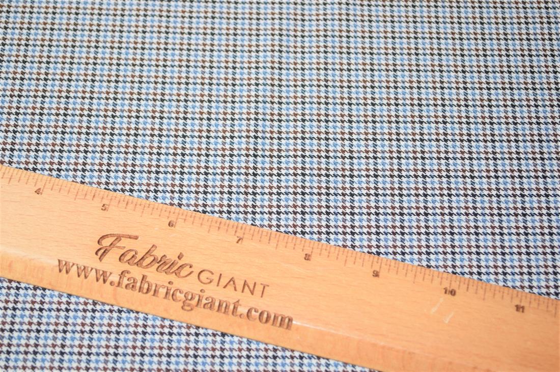Blue & Brown Tartan Poly-Viscose Check Fashion Fabric