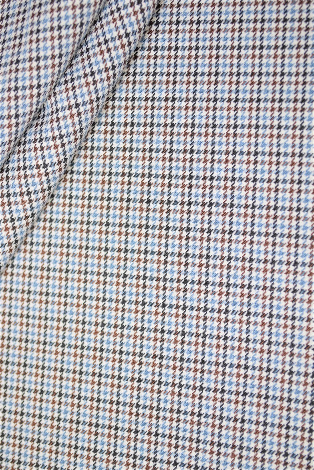 Blue & Brown Tartan Poly-Viscose Check Fashion Fabric