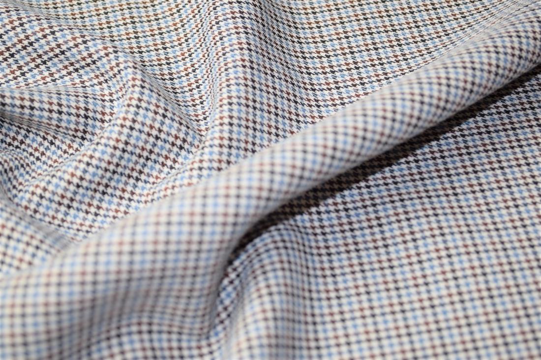 Blue & Brown Tartan Poly-Viscose Check Fashion Fabric
