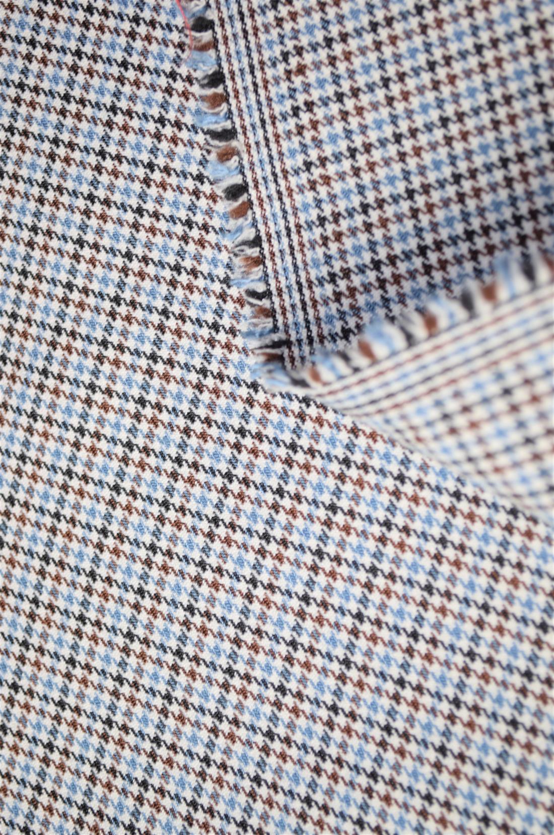 Blue & Brown Tartan Poly-Viscose Check Fashion Fabric