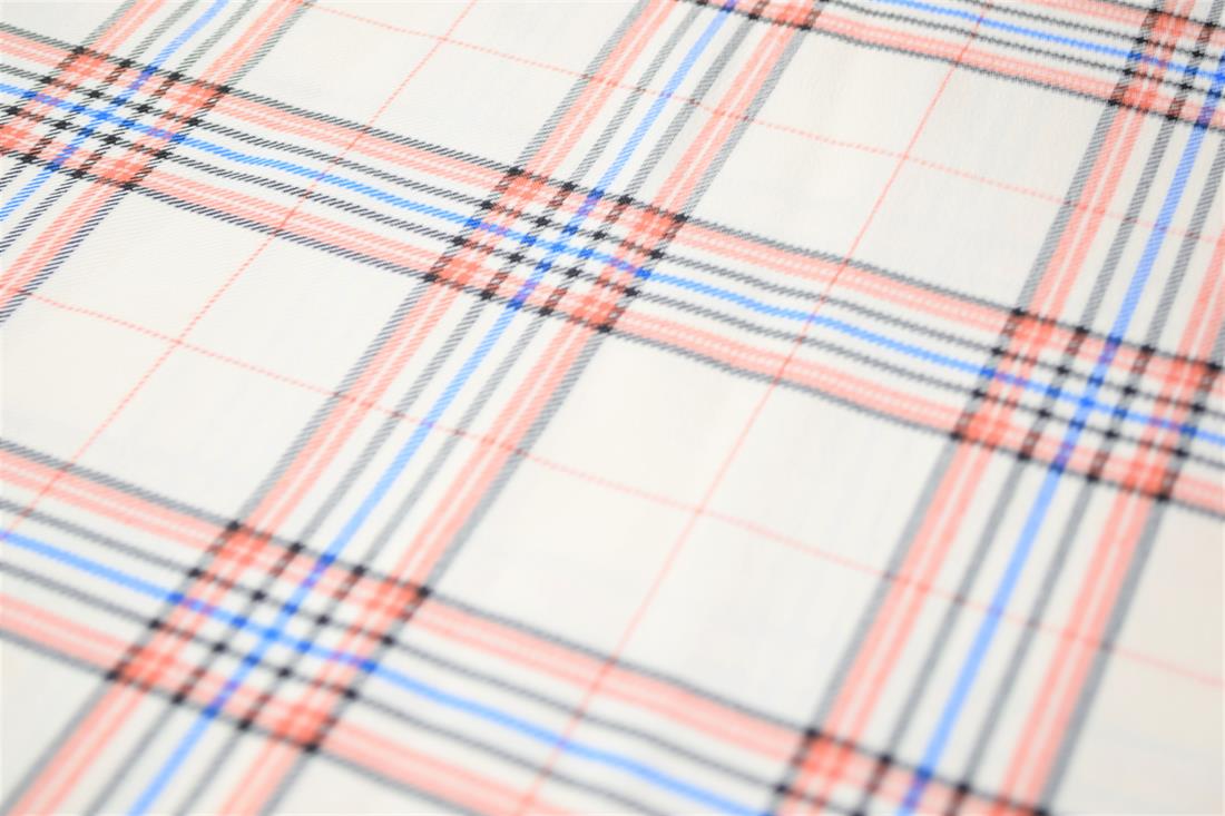 Cream & Peach Tartan Poly-Viscose Check Fashion Fabric