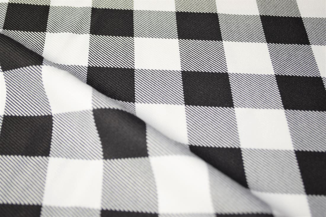 Black & White Tartan Poly-Viscose Check Fashion Fabric