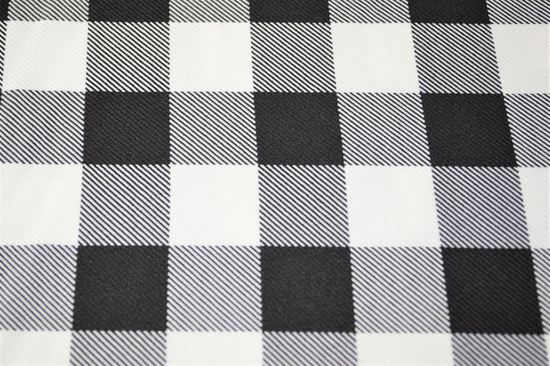 Black & White Tartan Poly-Viscose Check Fashion Fabric