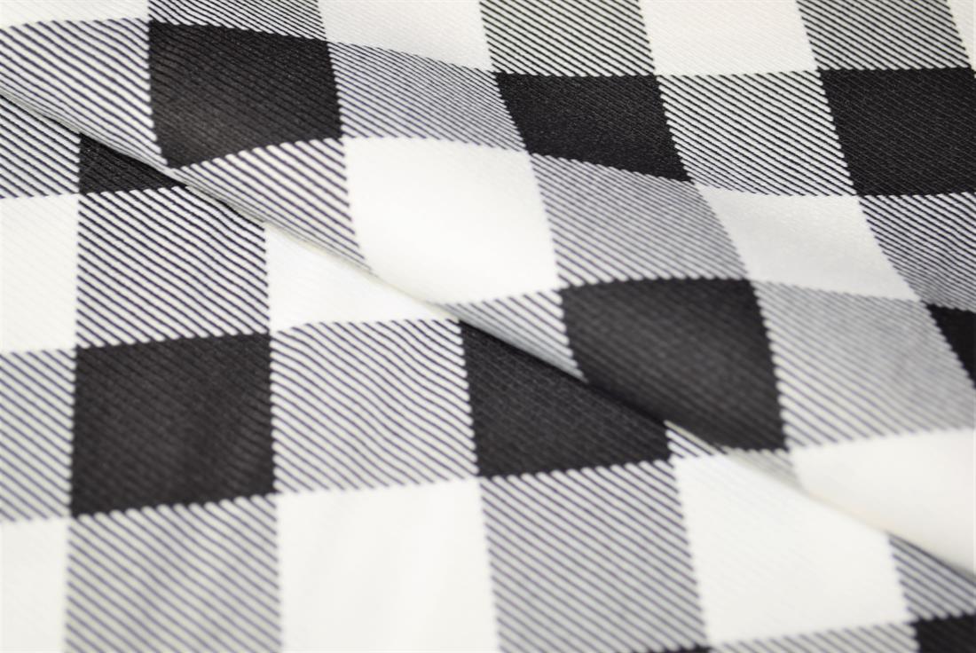 Black & White Tartan Poly-Viscose Check Fashion Fabric